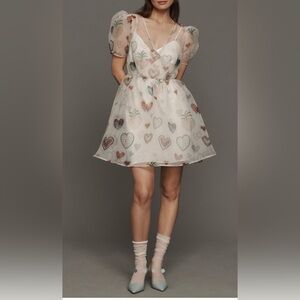 FARM Rio Heart Patterned Dress - Cream